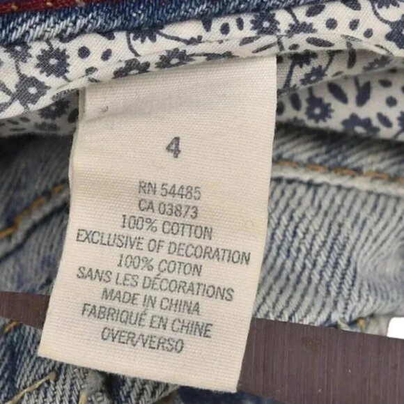 Vintage Y2K American Eagle Jean Shorts Blue Distressed Raw Low Rise Size 4 - Picture 6 of 9